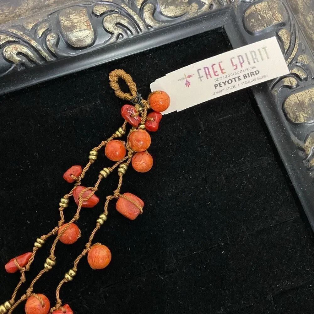 NWT Peyote Bird Free Spirit Southwestern Style Bracelet Coral Corded 7